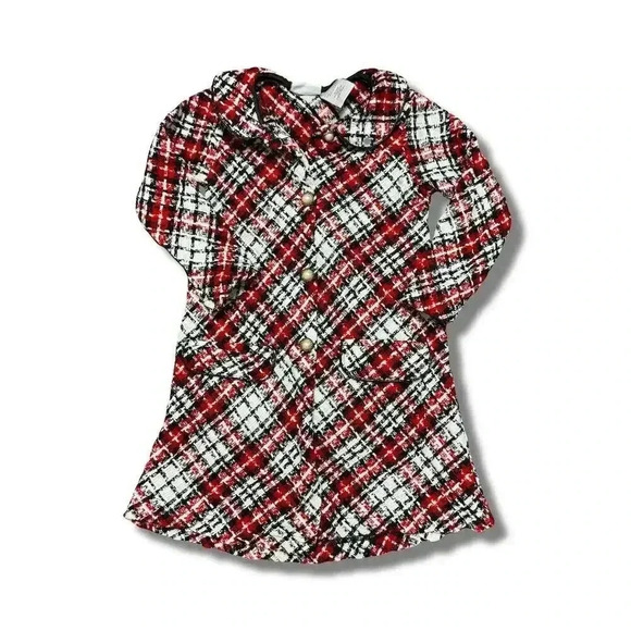 Blueberi Boulevard Girls Size 4 Red Plaid Coat Jacket - Picture 7 of 9